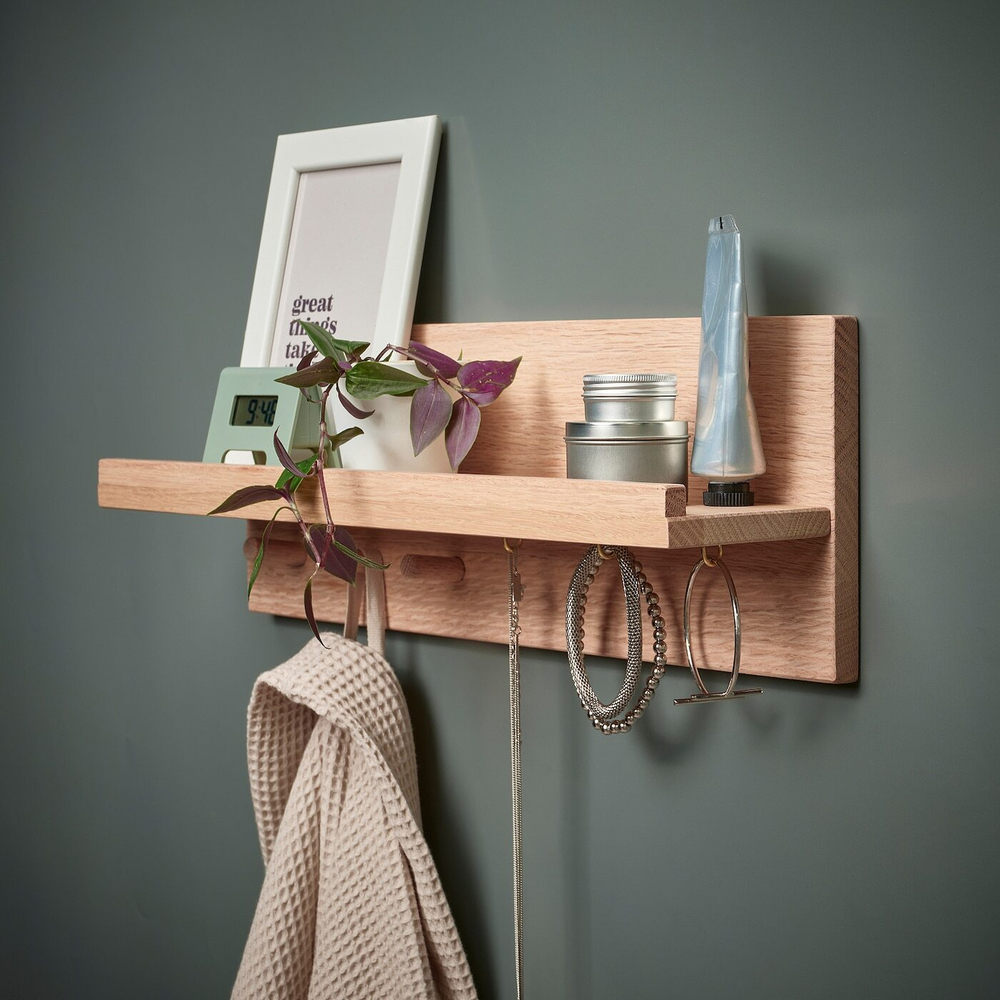 IKEA HÄSTVISKARE  (ИКЕА ХÄСТВИСКАРЕ)  -  Настенный органайзер с крючками, дуб, 42x15x11 см