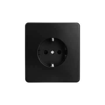 Розетка ROUND 1-ая с/з с/у, со шторками 16А оникс KRANZ