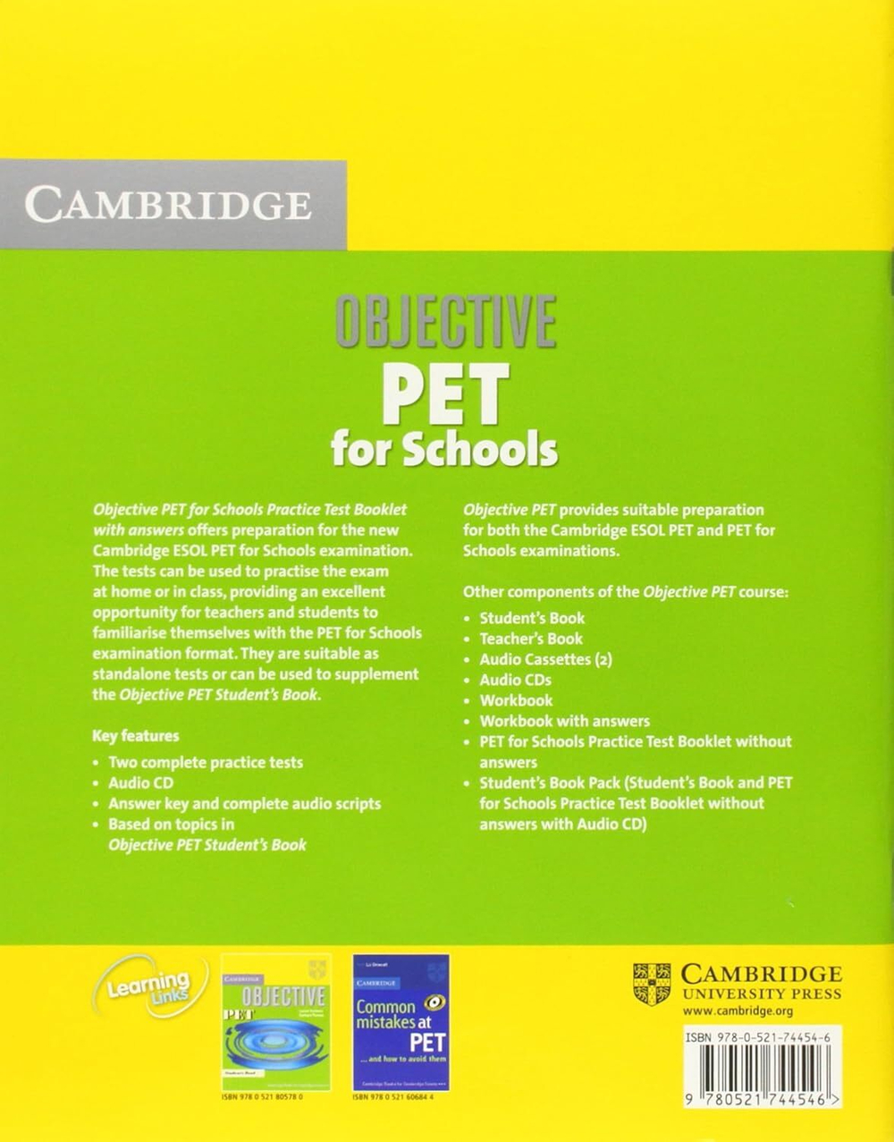 Objective PET For Schools Practice Test Booklet with Answers with Audio CD 1st Edition