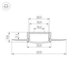 Профиль FANTOM-W20-H10-2000 ANOD (Arlight, Алюминий) 047360