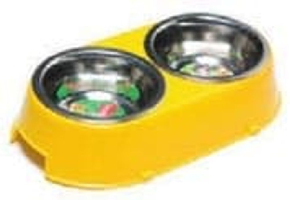 Кормушка не регул.формовая 2 мет.миски 14 см(0,35л)  (пластик.основа)