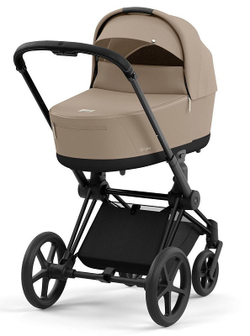 Коляска 3 в 1 Cybex Priam IV Matt Black complete и автокресло Cloud T i-Size Peach Pink Plus Cozy Beige