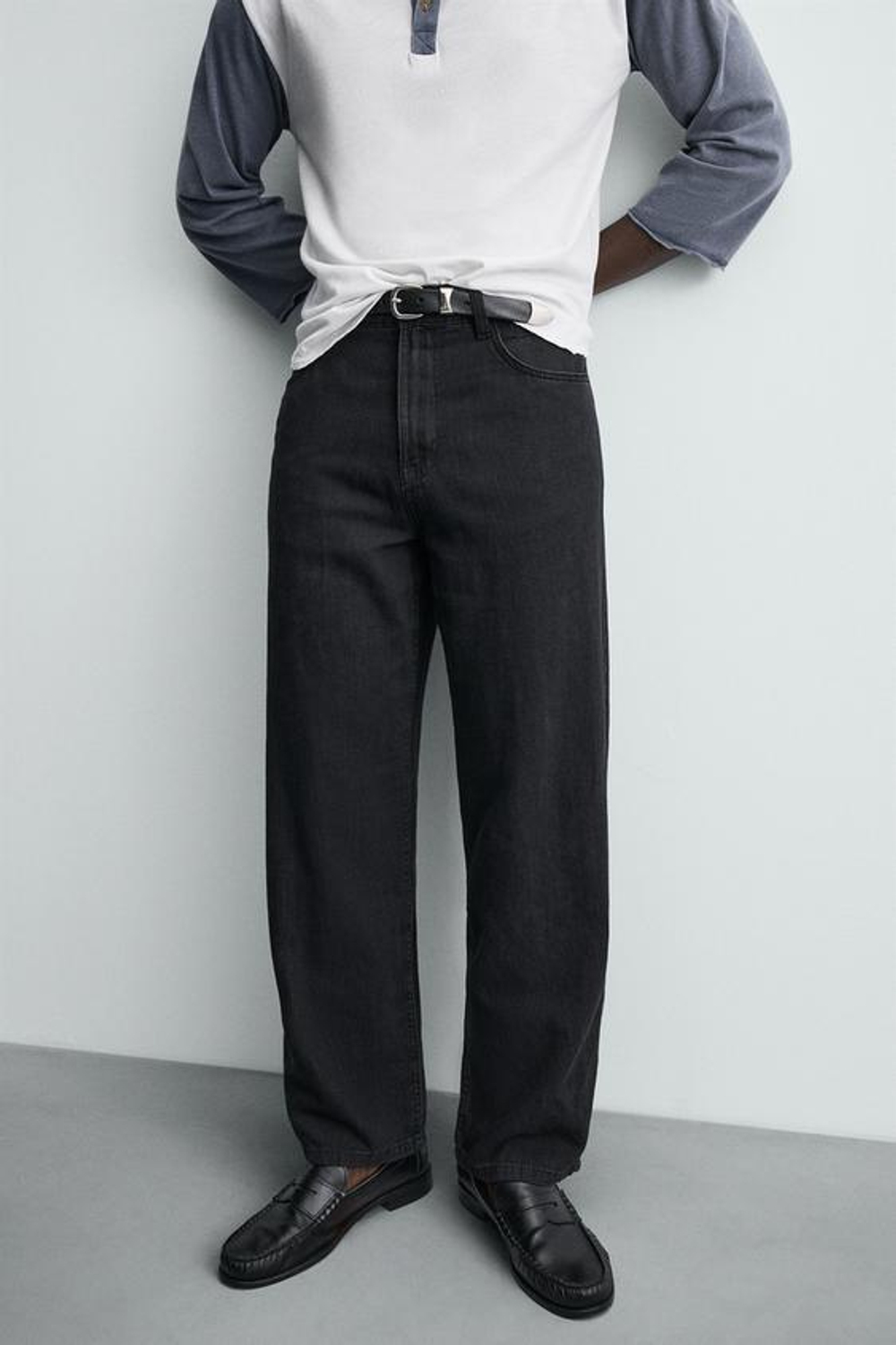 ZARA ЛЕГКИЕ ДЖИНСЫ СВОБОДНОГО КРОЯ WIDE LEG, ЧЕРНЫЙ