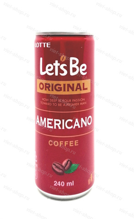Кофе в банке Let's be Americano, Lotte, 240 мл.