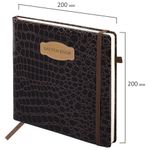 Скетчбук, слоновая кость 140 г/м2, 200х200 мм, 80 л., КОЖЗАМ, резинка, BRAUBERG ART CLASSIC, CROCO, коричневый, 116473