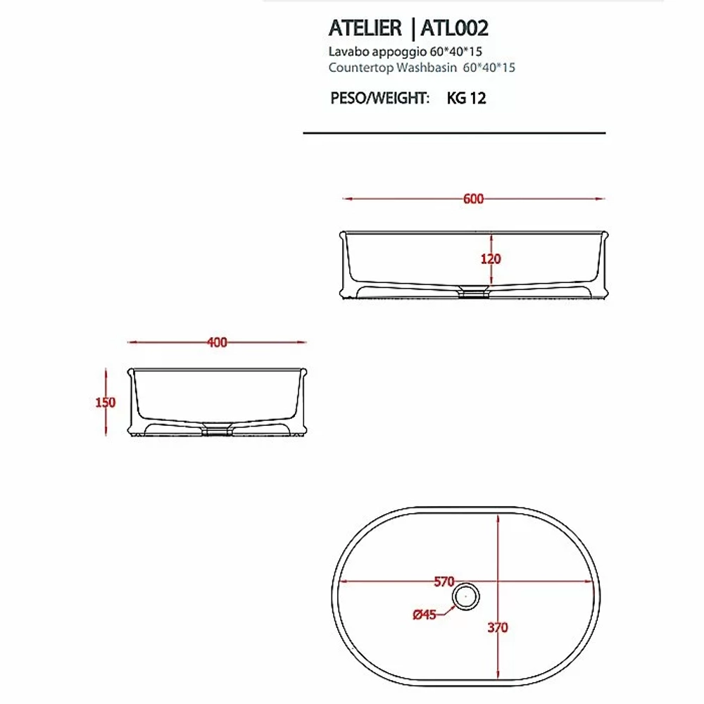 Консоль с раковиной Artceram FLAIR 4.0 ACA068/ATL002/TFA 97 черная