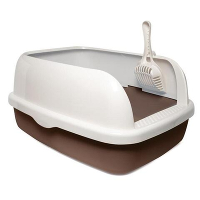 Туалет для кошек прямоугольный "Титан" (совок в комплекте), кофейный, 520*400*250мм, серия HYGIENE, Triol