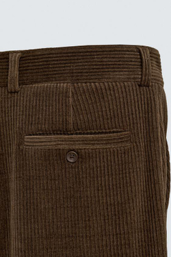 ZARA ВЕЛЬВЕТОВЫЕ БРЮКИ СВОБОДНОГО КРОЯ, КОРИЧНЕВЫЙ