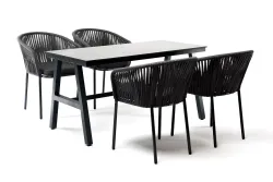 "Рио" обеденная группа на 4 персоны, стол HPL "серый гранит", цвет серый