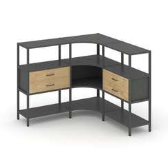 Shelf System Трехсекционный угловой стеллаж трехярусный с ящиками SN.STMU-331 Антрацит/Тиквуд Светлы