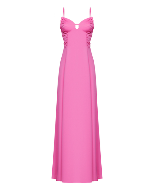 Платье-сарафан в пол на бретелях, фуксия