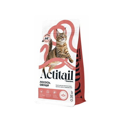 Сухой корм для взрослых кошек с лососем и овощами Actitail