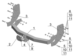 Фаркоп для Nissan Pathfinder R50 1996-2004, Infiniti QX4 1996-2003 Тип шара: A. Нагрузки: 1500/75 кг, NS 18