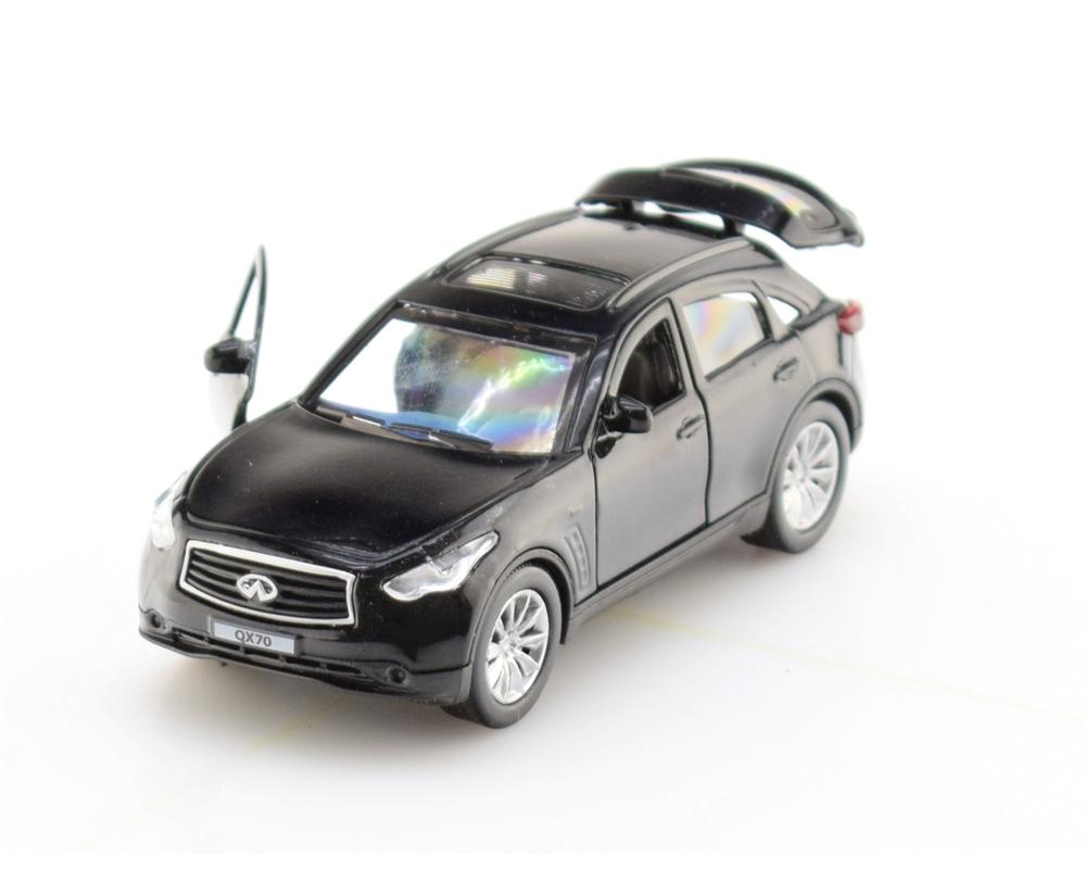 Модель ин. мет. "Infiniti QX70" 12см, открыв. двери, черный, коробка QX70-BK (Технопарк)