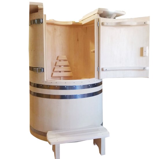 Комплект "КРУГЛЫЙ XXL ПРОТОЧНЫЙ" (кедровая бочка с парогенератором)