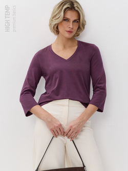 Свободный лонгслив с V-вырезом и рукавом 3/4