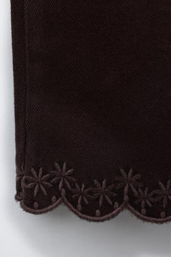 ZARA ПРЯМЫЕ ДЖИНСЫ С ВЫШИВКОЙ, ШОКОЛАДНЫЙ