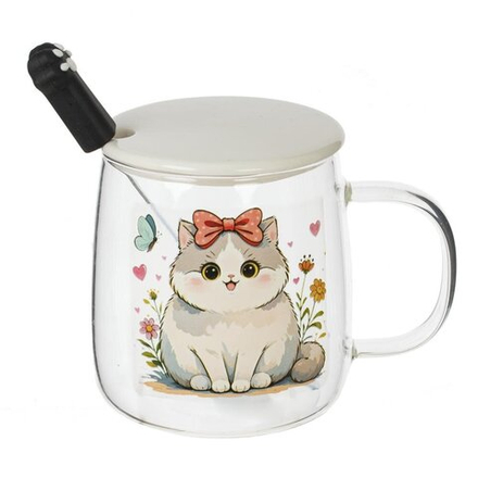 GAEM Кружка с крышкой и ложкой, 430 мл, L12 W9 H12,5 см