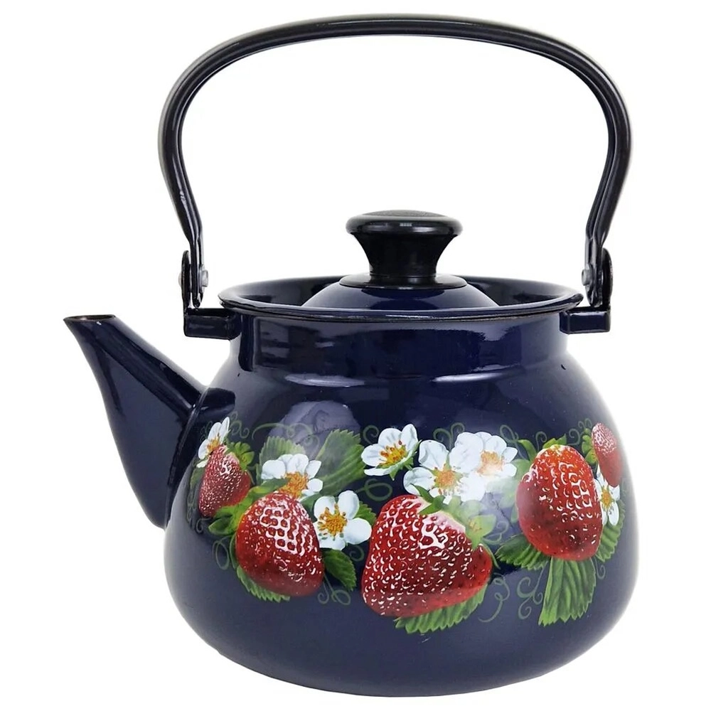 Чайник эмал 3,0л сфер конс/руч с рис, яркоокрашенный