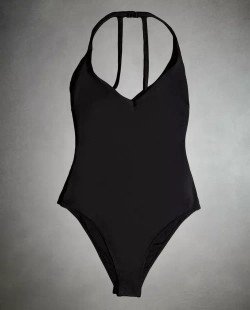 ZARA HOME КУПАЛЬНИК С БРЕТЕЛЬКАМИ НА СПИНЕ, ЧЕРНЫЙ