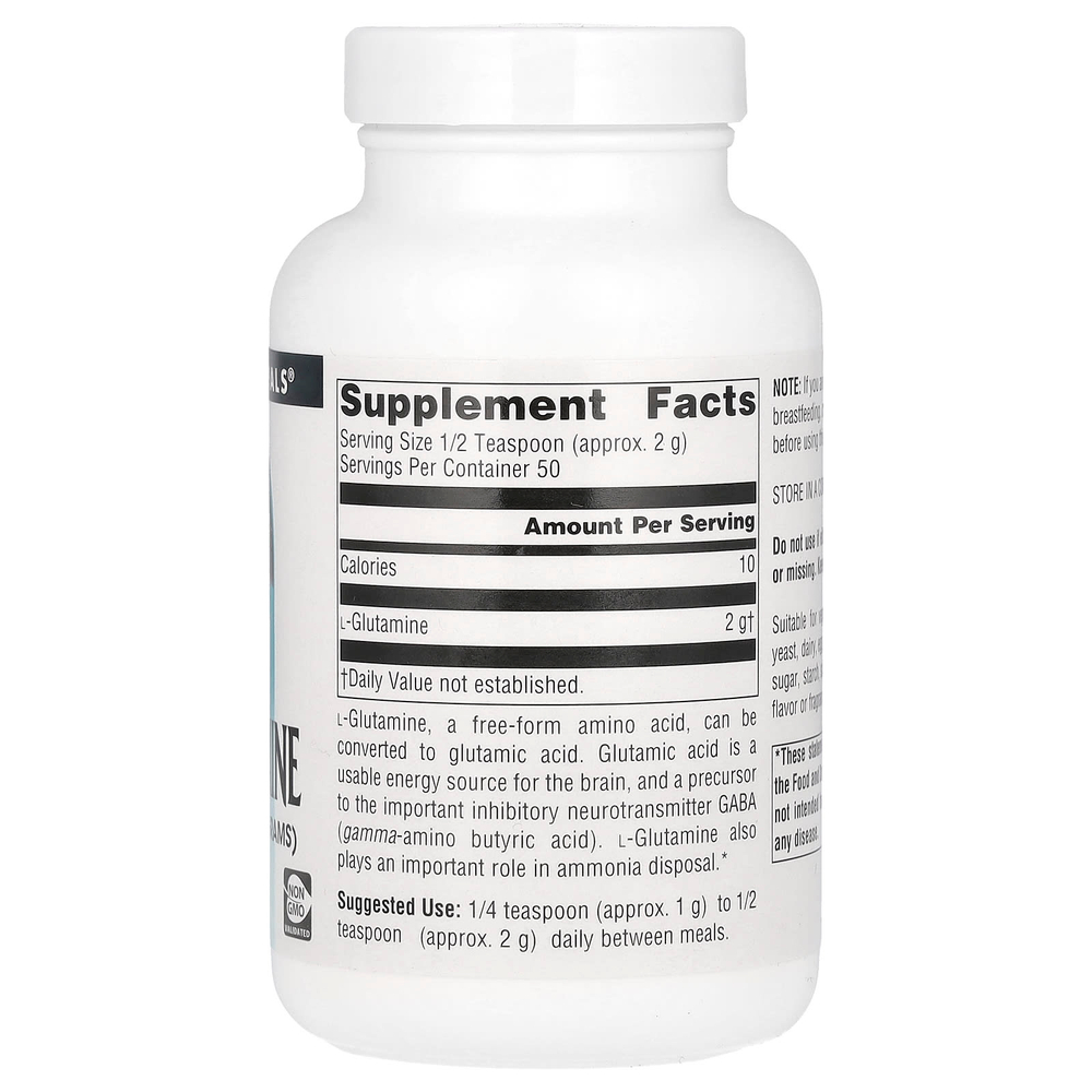 Source Naturals, L-глютамин, порошок в свободной форме 3.53 унции (100 г)