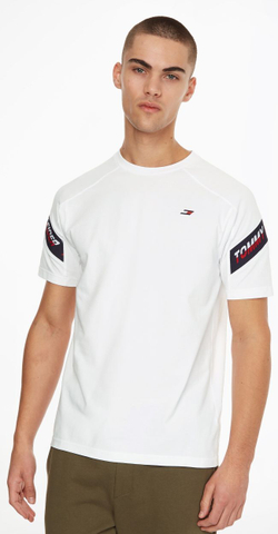 Мужская теннисная футболка Tommy Hilfiger Tape SS Tee - white