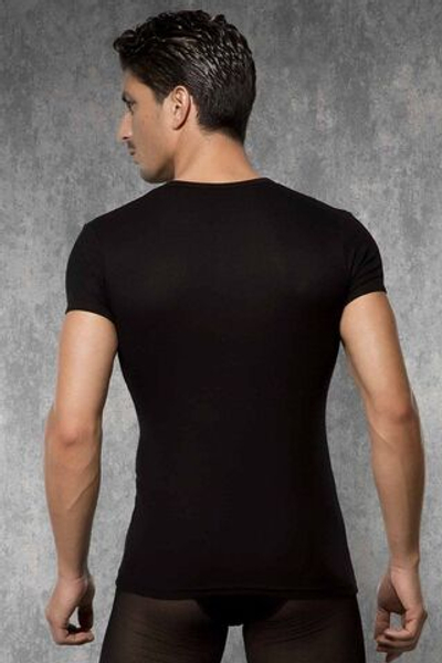 Мужская обтягивающая футболка в мелкий рубчик Doreanse Ribbed Modal (Размер: XXL) (Цвет: черный)