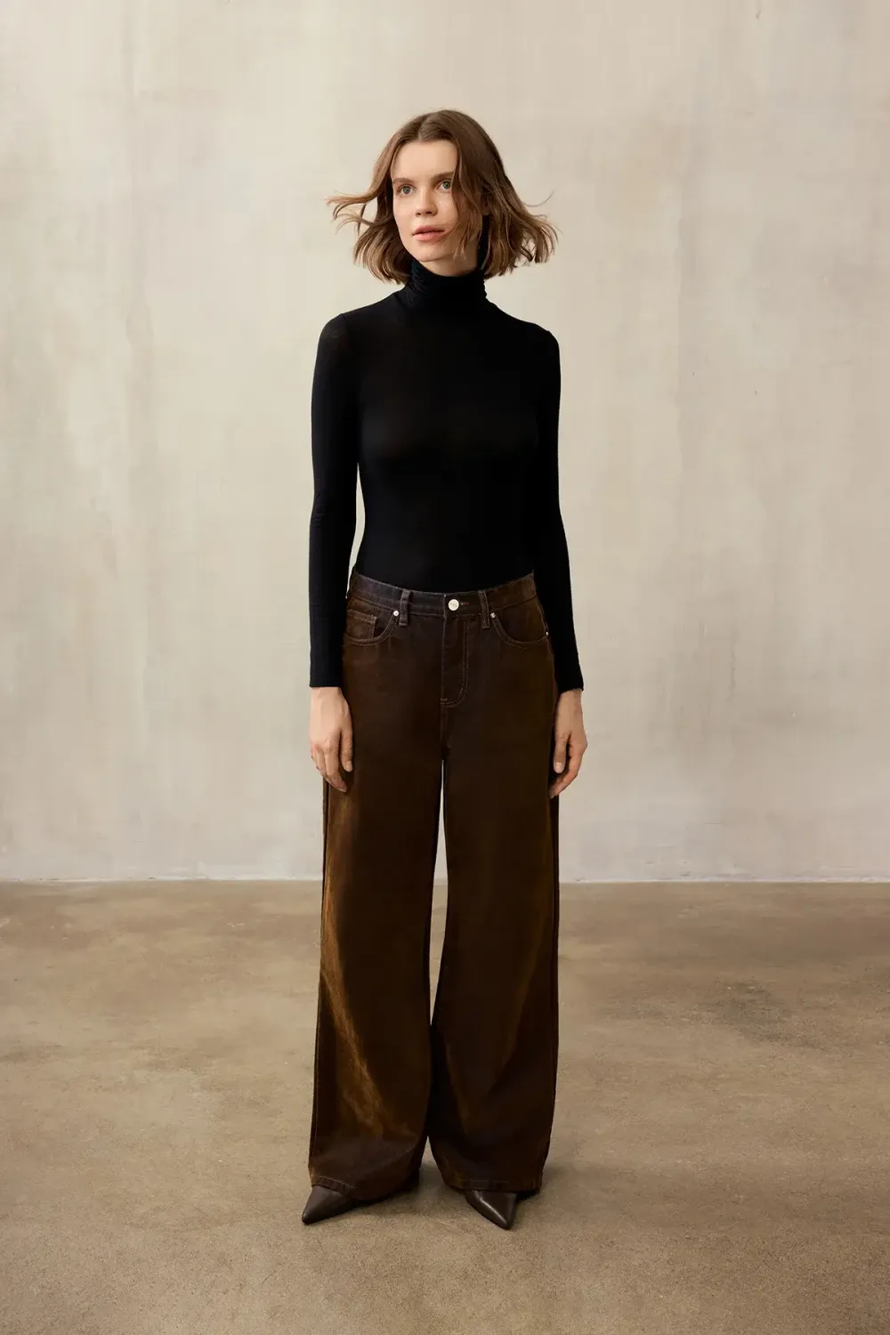 Джинсы с велюр эффектом (Шоколадный ликер), коричневые