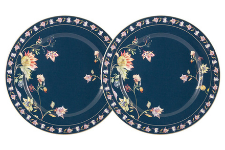 Anna Lafarg Primavera Набор из 2-х закусочных тарелок Флора (синяя) 20.5см, фарфор