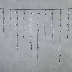 Светодиодная бахрома с колпачком 3,2*0,9 м., 180 холодных белых LED ламп, мерцание, черный провод ПВХ, IP65, LTC (PIL180BLWCAP-11-2W)