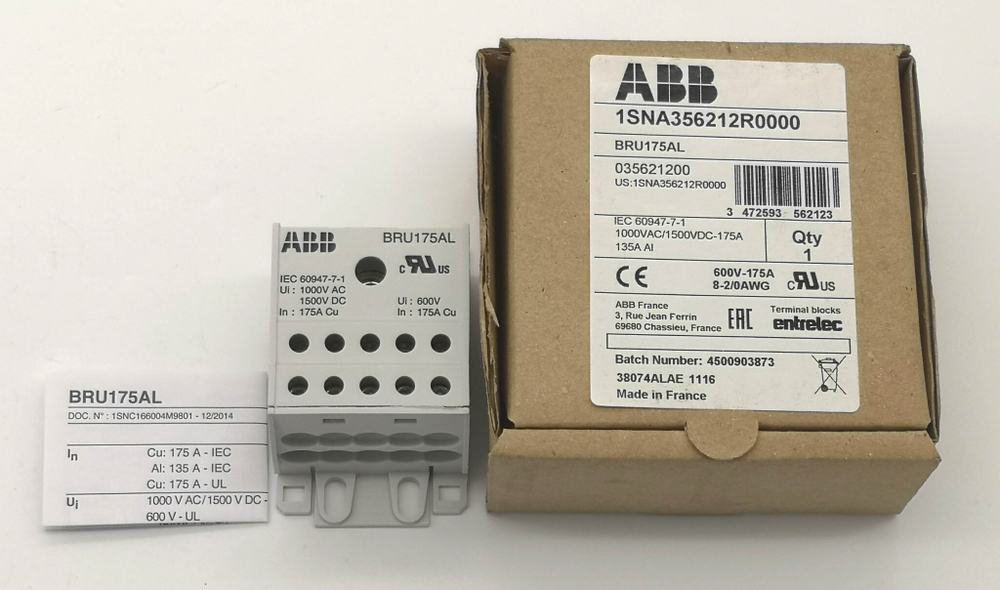 Распределительный блок ABB BRU175AL 175AL, 175А 1-полюсный, 1SNA356212R0000