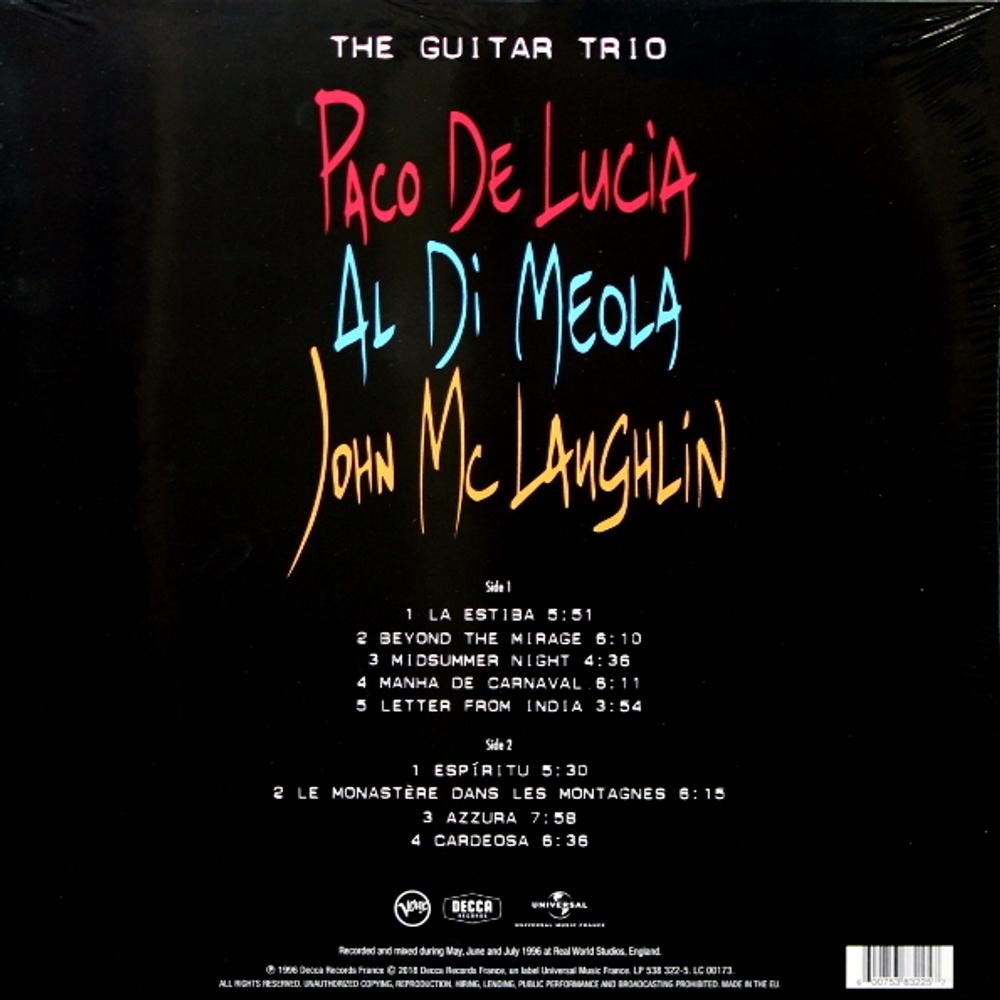 Paco De Lucia, John McLaughlin, Al Di Meola / Guitar Trio (LP)