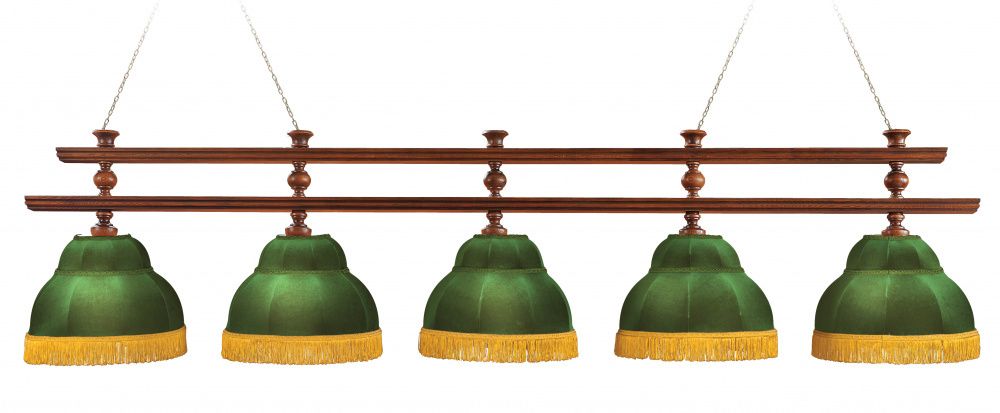 Лампа Ливерпуль 5пл. ясень (№5,бархат зеленый,бахрома желтая,фурнитура золото)