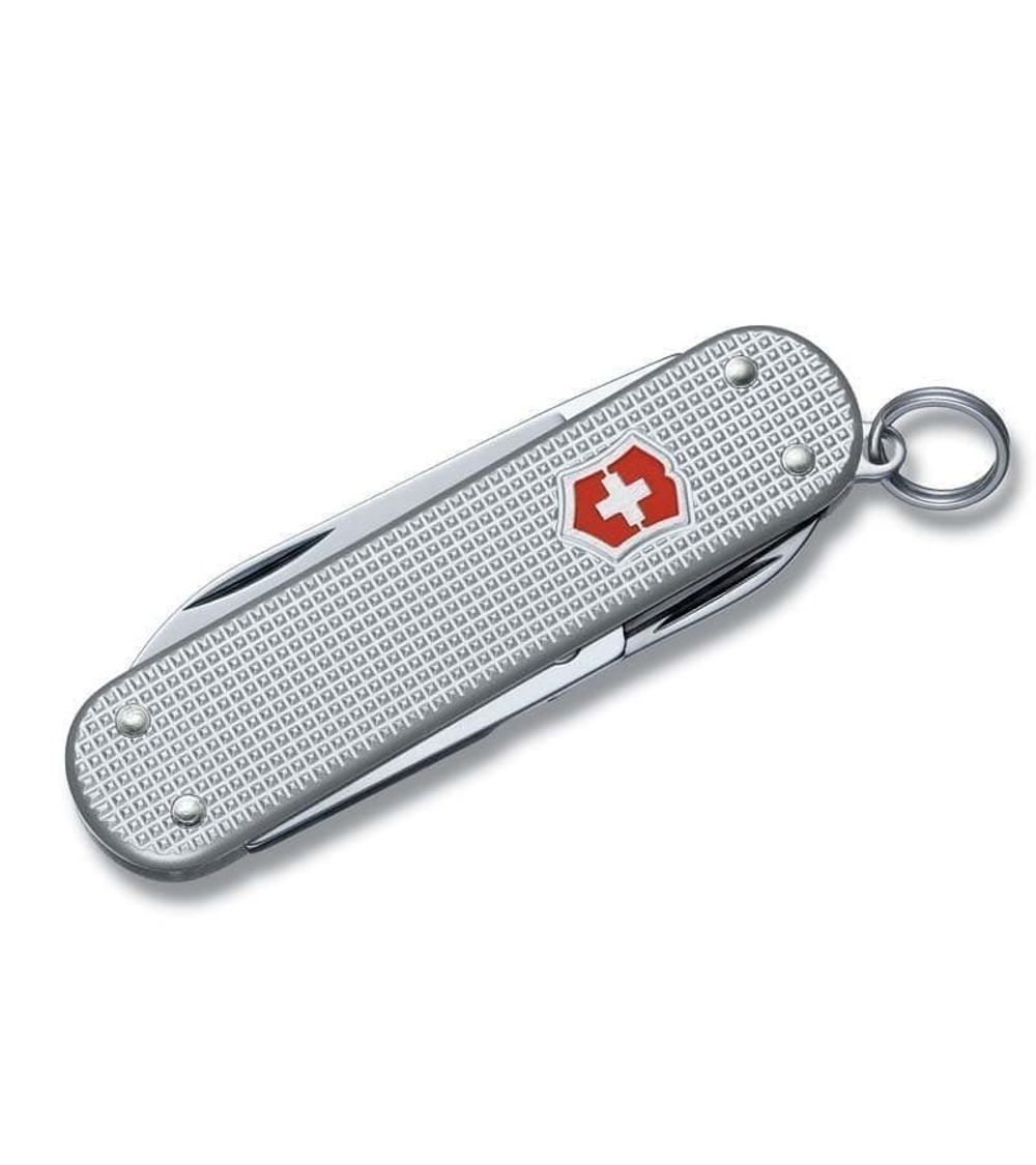 Нож-брелок VICTORINOX Classic Alox, 58 мм, 5 функций, алюминиевая рукоять, серебристый