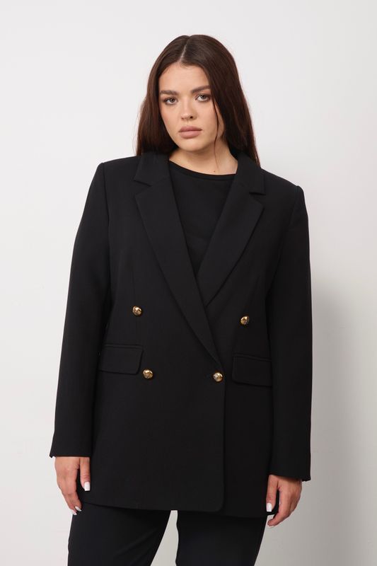 Жакет двубортный, черный