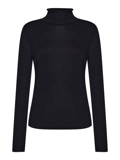 Женский свитер черного цвета из 100% шерсти - фото 1