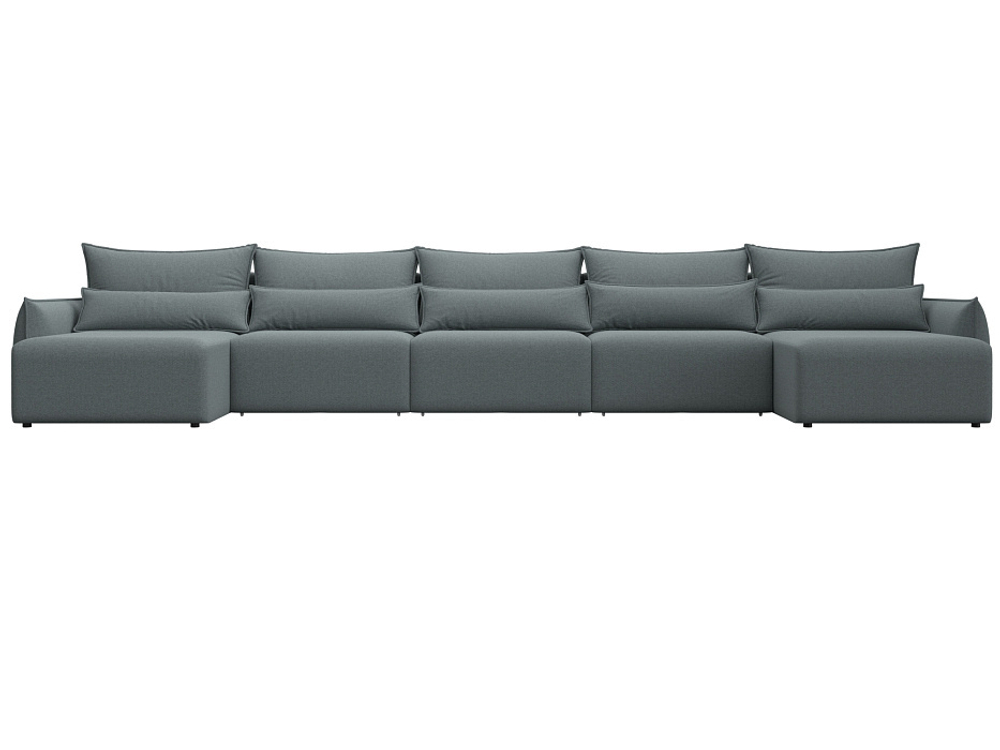 Диван П-образный Лига-051 НПБ МегаЛонг РОГОЖКА Амур 07 серый