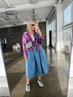 Рубашка клетка фуксия 2