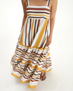 Сарафан с ярусной юбкой в крупную полоску