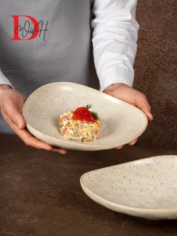 Набор посуды 4 тарелки мятый фарфор 25 см