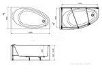 Акриловая ванна Roca Corfu 160x90 асимметричная правая белая 248574000