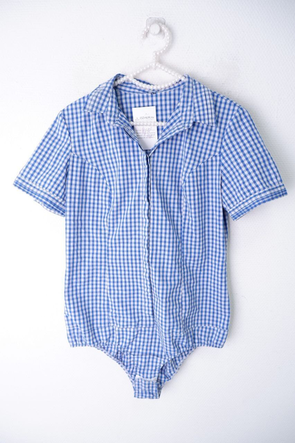 Рубашка-боди в клетку 46 размер