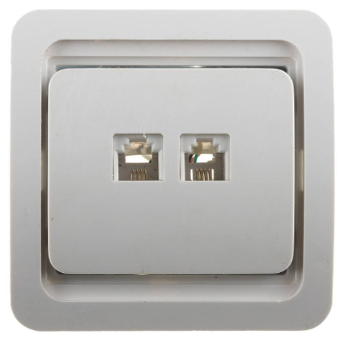 Розетка СВЕТОЗАР ″ГАММА″ телефонная двойная, цвет белый