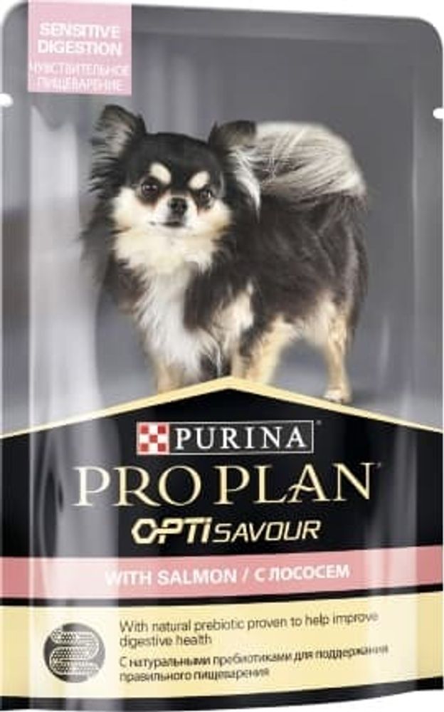 PRO PLAN Dog пауч для взрослых собак мелк. пород с чув.пищев. (лосось) 100г