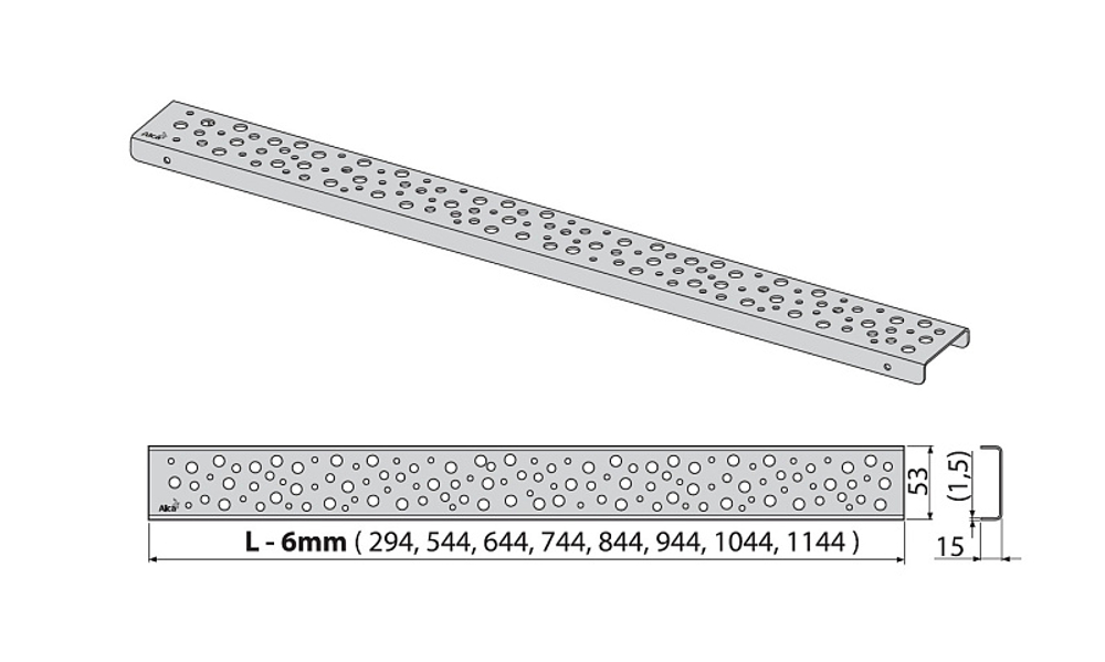 Решетка для водоотводящих желобов Alcaplast, дизайн BUBLE, нержавеющая сталь, матовая (BUBLE-850M)