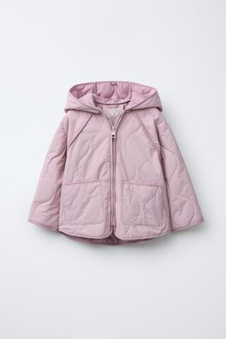 ZARA СТЕГАНАЯ КУРТКА WATER REPELLENT, РОЗОВЫЙ