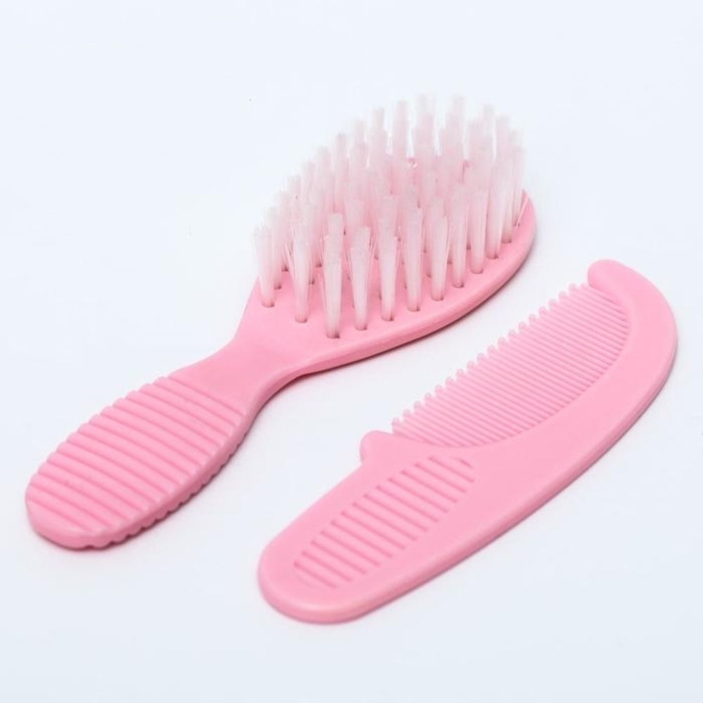 1917371 Расчёска детская + массажная щётка для волос, от 0 мес., цвет розовый