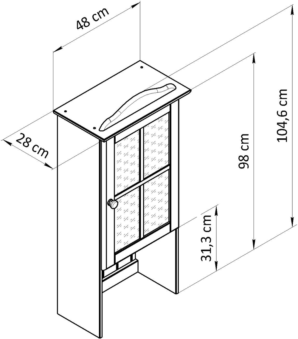Шкаф навесной Лена однодверный из сосны (верхняя часть буфета Лена), бейц