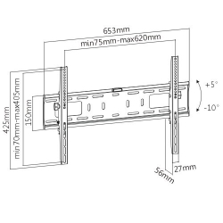 Кронштейн для телевизора Ultramounts UM 842T черный 37"-75" макс.50кг настенный наклон