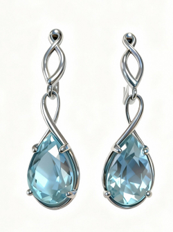 Ювелирные серьги из серебра  925 пробы,вставка аквамарин.